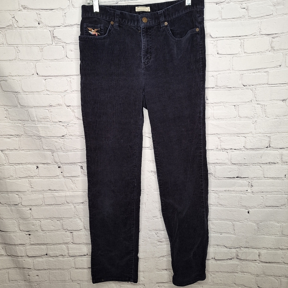 Vintage Navy Blue Classic Straight Leg Corduroy 99% Cotton 80s Y2K Sz 6
